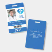 Verticale NP, Nurse Practitioner Photo ID Bar Code Badge (Voor- en achterkant)