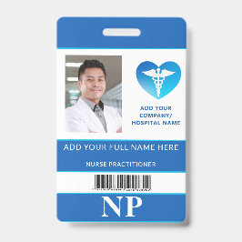 Verticale NP, Nurse Practitioner Photo ID Bar Code Badge