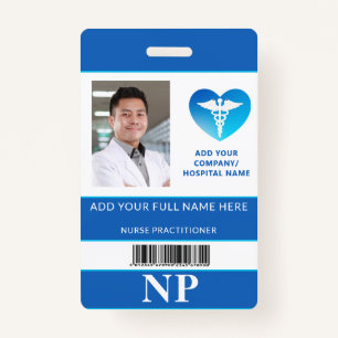 Verticale NP, Nurse Practitioner Photo ID Bar Code Badge