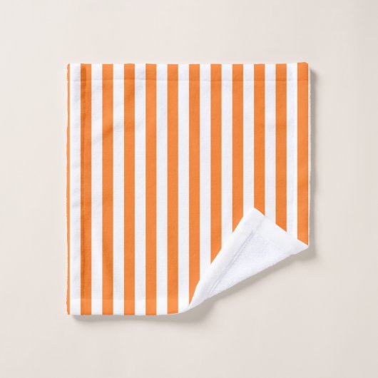 Verticale Oranje en witte strepen Bad Handdoek (Wasdoekje)