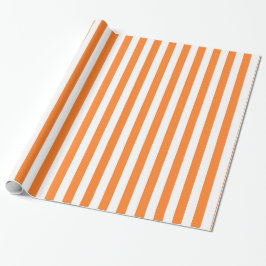 Verticale Oranje en witte strepen Cadeaupapier