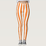 Verticale Oranje en witte strepen Leggings<br><div class="desc">Abstracte digitale kunst van verticale oranje en witte strepen</div>