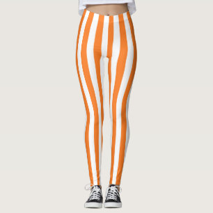 Verticale Oranje en witte strepen Leggings