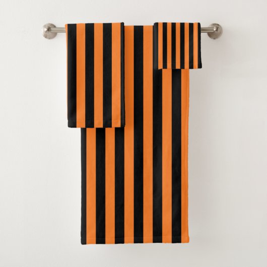 Verticale Oranje en zwarte strepen Bad Handdoek (Insitu)