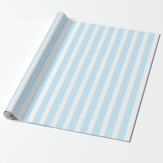 Verticale pasta Blauw en witte strepen Cadeaupapier (Uitgerold)