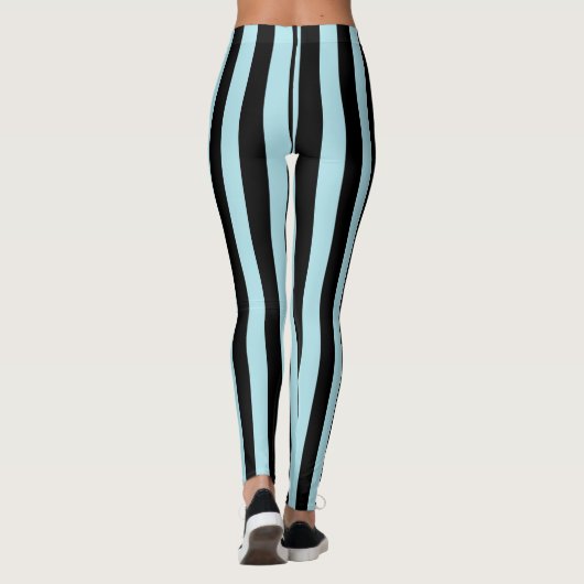 Verticale pasta Blauw- en zwarte strepen Leggings (Achterkant)