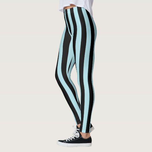 Verticale pasta Blauw- en zwarte strepen Leggings (Links)