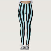 Verticale pasta Blauw- en zwarte strepen Leggings (Voorkant)