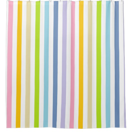 Verticale pasteelregenboog en witte strepen douchegordijn (Voorkant)