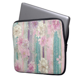 Verticale Pastel Strepen Met Kant Textures Laptop Sleeve