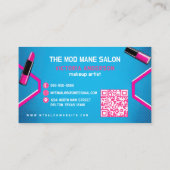 Verticale Pop Art Neon Roze Blauw Make-up Artiest Visitekaartje (Achterkant)