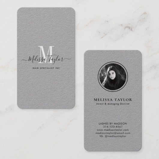 Verticale Professional Premium Gray Handtekening F Visitekaartje (Voorkant / Achterkant)