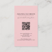 Verticale QR Blush Pink Floral Elegant Professiona Visitekaartje (Achterkant)