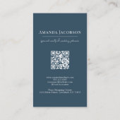 Verticale QR-code Blauwe Bloemen Elegante Professi Visitekaartje (Achterkant)