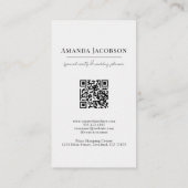 Verticale QR-code Zwart Bloemen Elegant Profession Visitekaartje (Achterkant)