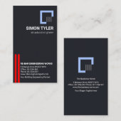 Verticale Red Re-Bar Lines Structurele Engineer Visitekaartje (Voorkant / Achterkant)