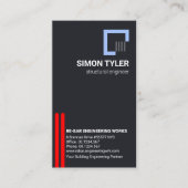 Verticale Red Re-Bar Lines Structurele Engineer Visitekaartje (Voorkant)