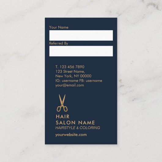 Verticale referentiekaart voor minimalistisch haar visitekaartje (Achterkant)