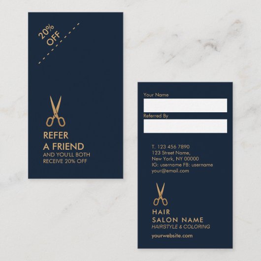 Verticale referentiekaart voor minimalistisch haar visitekaartje (Voorkant / Achterkant)