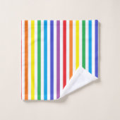 Verticale regenboog en witte strepen bad handdoek (Wasdoekje)