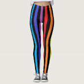 Verticale regenboog en zwarte strepen leggings (Voorkant)