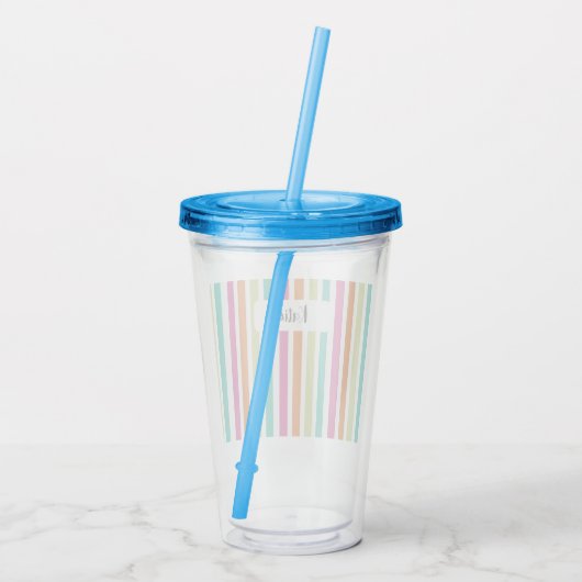 verticale regenboog strepen, kleurrijke retro-mult acryl drinkbeker (Achterkant)