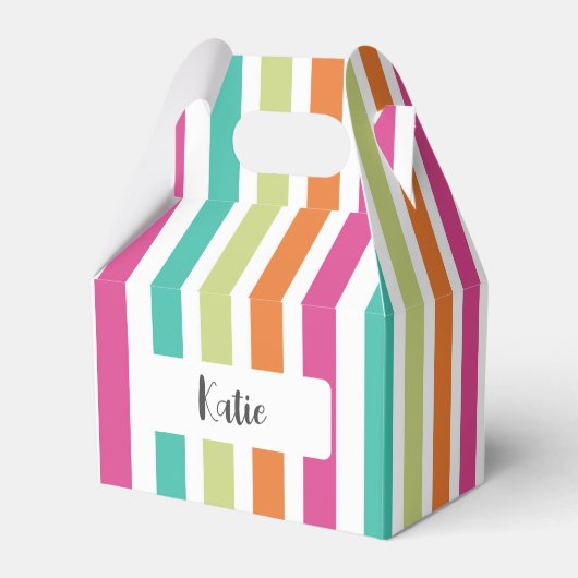 verticale regenboog strepen, kleurrijke retro-mult bedankdoosjes (Achterkant)