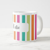 verticale regenboog strepen, kleurrijke retro-mult grote koffiekop (Voorkant rechts)