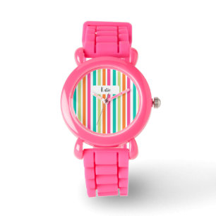 verticale regenboog strepen, kleurrijke retro-mult horloge