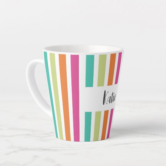 verticale regenboog strepen, kleurrijke retro-mult latte mok (Linkerhoek)