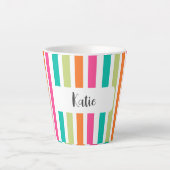 verticale regenboog strepen, kleurrijke retro-mult latte mok (Voorkant)