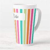 verticale regenboog strepen, kleurrijke retro-mult latte mok (Rechterhoek)