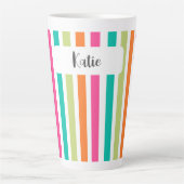 verticale regenboog strepen, kleurrijke retro-mult latte mok (Voorkant)