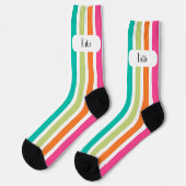 verticale regenboog strepen, kleurrijke retro-mult sokken (Links)