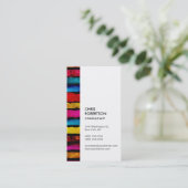 Verticale regenboogkleuren Stripe White Visitekaar Visitekaartje (Staand voorkant)