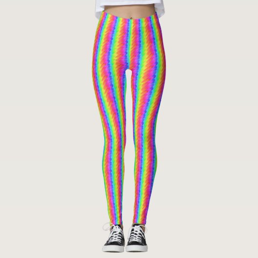 Verticale regenboogstreep All-Over-Print Leggings (Voorkant)