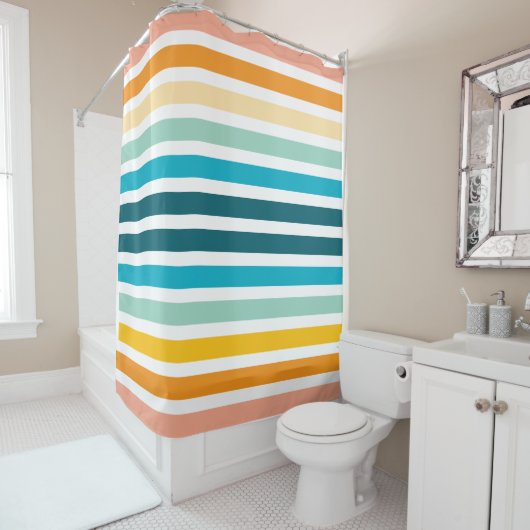 Verticale regenboogstrepen douchegordijn (In situ)