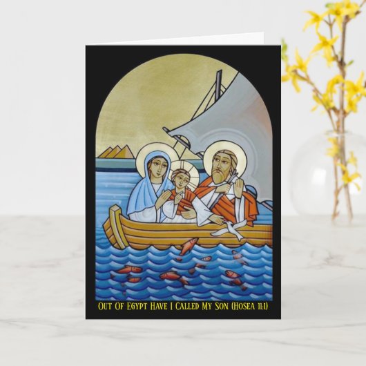 Verticale Religieuze Kaart met verlichte halo's (Gele Bloem)