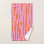 Verticale retrogolvende lijnen - pastel oranje en bad handdoek (Handdoek)