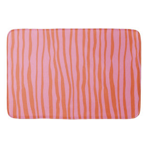 Verticale retrogolvende lijnen - pastel oranje en badmat