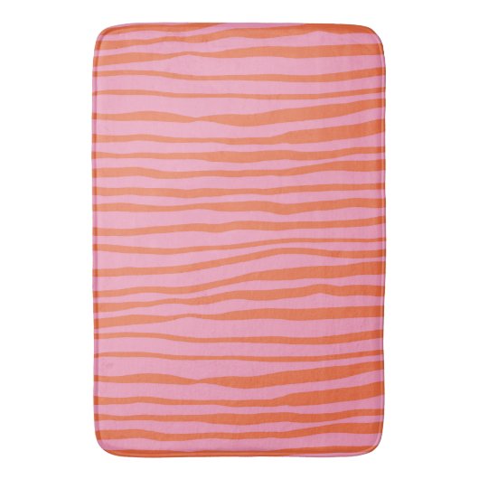 Verticale retrogolvende lijnen - pastel oranje en  badmat (Voorkant Verticaal)