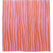 Verticale retrogolvende lijnen - pastel oranje en  douchegordijn (Voorkant)