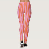 Verticale retrogolvende lijnen - pastel oranje en leggings (Achterkant)