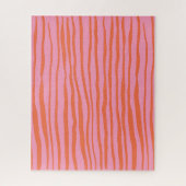 Verticale retrogolvende lijnen - pastel oranje en legpuzzel (Verticaal)