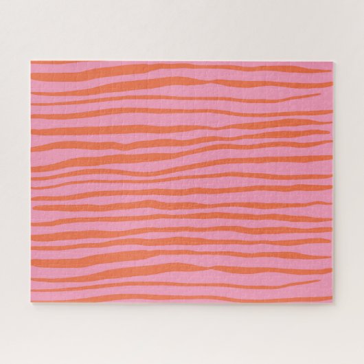 Verticale retrogolvende lijnen - pastel oranje en legpuzzel (Horizontaal)