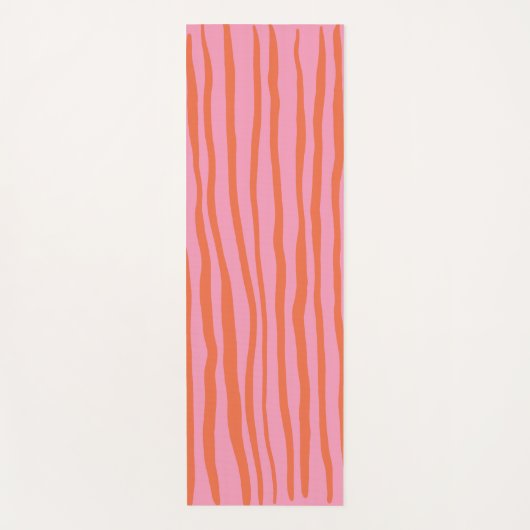 Verticale retrogolvende lijnen - pastel oranje en yogamat (Voorkant)