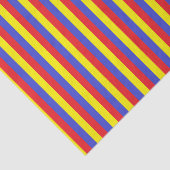 Verticale rode, blauwe en gele strepen tissuepapier (Detail)