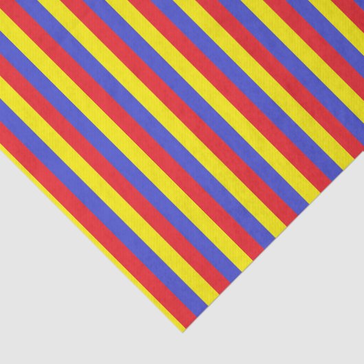 Verticale rode, blauwe en gele strepen tissuepapier (Detail)