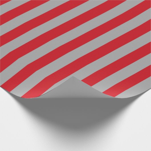 Verticale rode en zilverstrips cadeaupapier (Hoek)