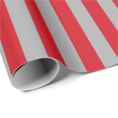 Verticale rode en zilverstrips cadeaupapier (Rol Hoek)